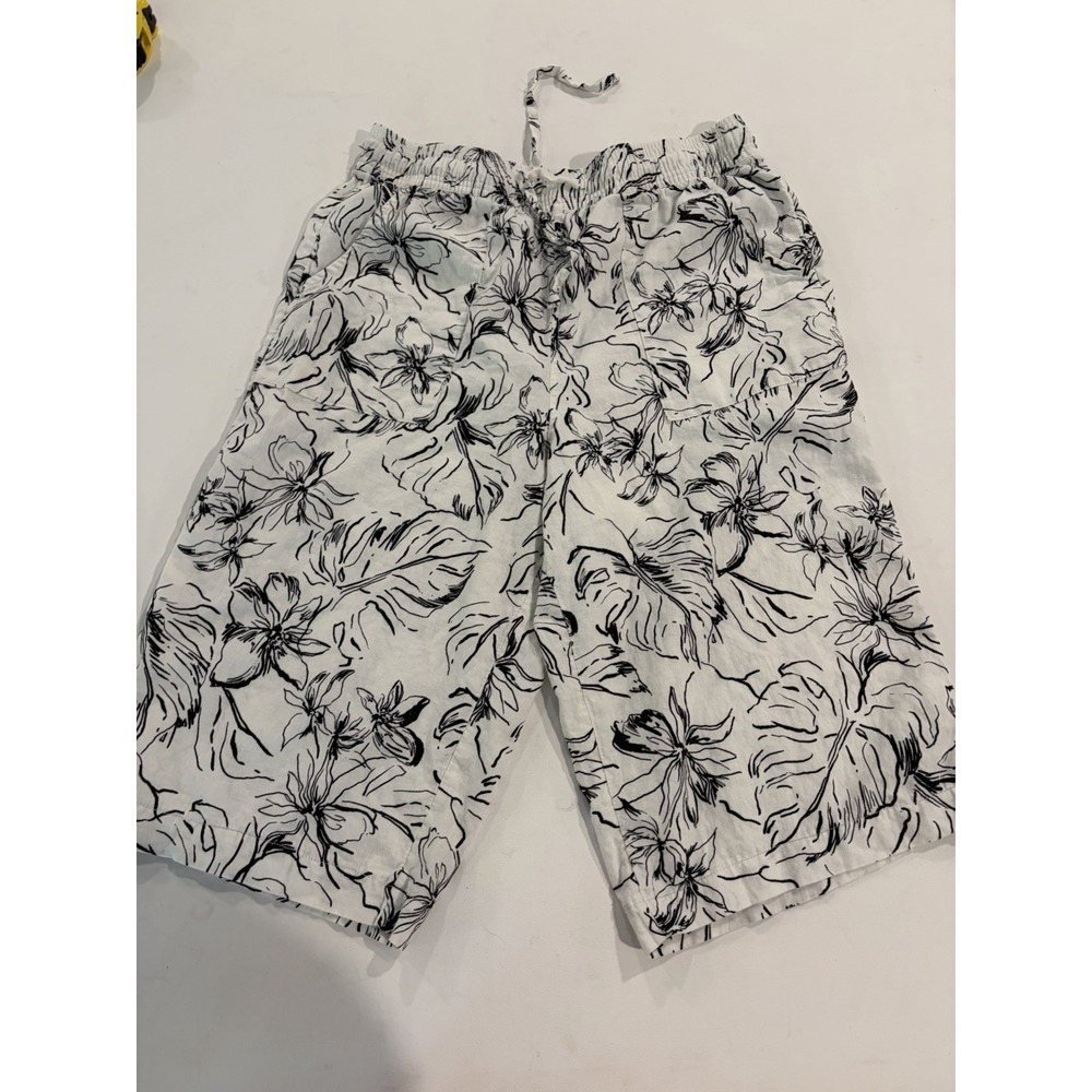 Joie Womens Floral Print White Lounge Shorts Linen Blend Bermuda Relaxed Large